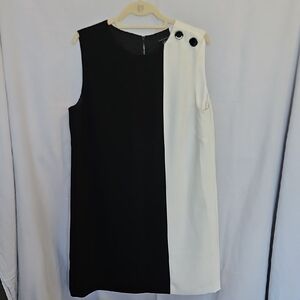 Elegant Black and White Sleeveless Dress